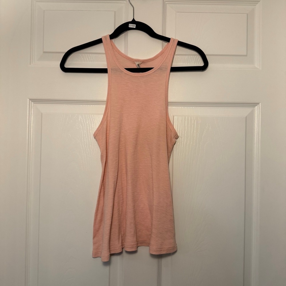 Free People Tank Top Pink Small Ribbed Racerback Boho Casual Athleisure